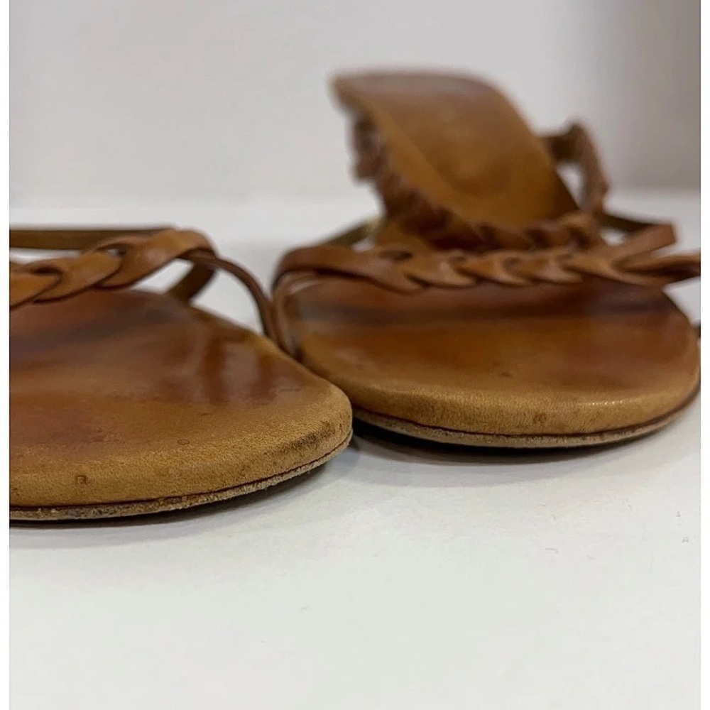 Vintage Celine Tan Braided Leather Sandals - Picture 8 of 11